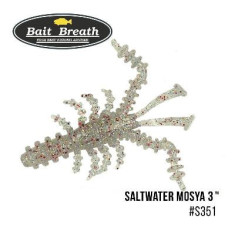 Silicone Bait Breath Saltwater Mosya 3" (6pcs / pack) #S351 UV Ｈologram Clear／Red