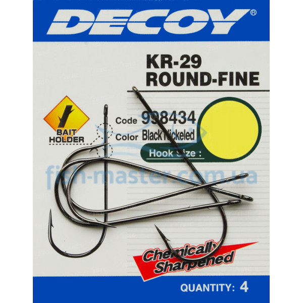 Крючок Decoy KR-29 WORM ROUND-FINE #3/0, 4 шт.