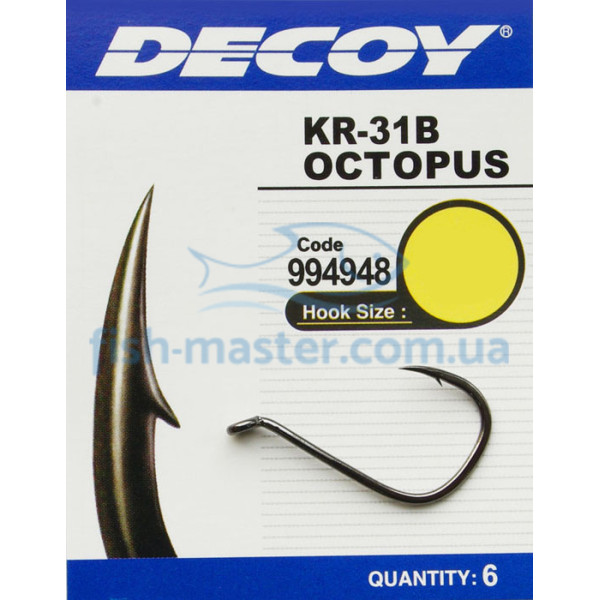 Крючок Decoy KR-31 Octopus Black Nickeled #2/0, 6 шт.