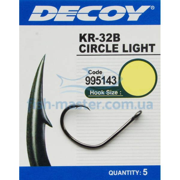 Крючок Decoy KR-32 Circle Light Black Nickeled #3/0, 5 шт.