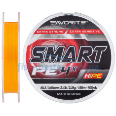 Favorite Smart PE cord 4x 150m (orange) # 0.3 / 0.09mm 2.3kg / 5.1lb Favorite Smart PE cord 4x 150m (orange) # 0.3 / 0.09mm 2.3kg / 5.1lb
