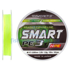 Cord Favorite Smart PE 3x 150m (fl.yellow) # 0.15 / 0.066mm 2.5lb / 1.2kg