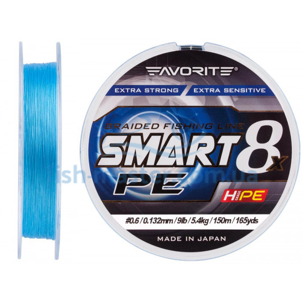 Шнур Favorite Smart PE 8x 150м (sky blue) #0.6/0.132 mm 9lb/5.4 кг