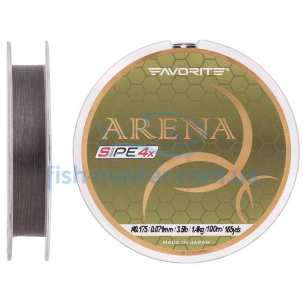 Шнур Favorite Arena PE 4x 100m (silver gray) #0.175/0.071mm 3.5lb/1.4kg