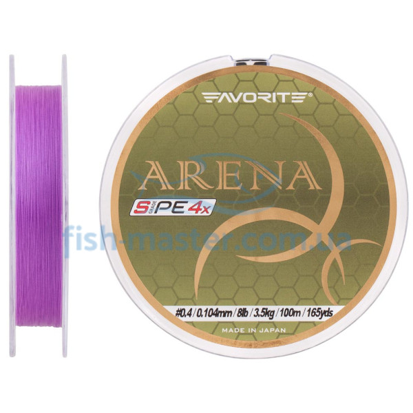 Шнур Favorite Arena PE 4x 100m (purple) #0.4/0.104mm 8lb/3.5kg