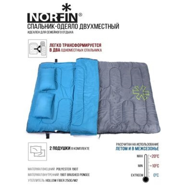Мешок-одеяло спальный Norfin Alpine Comfort Double 250 (NFL-30240) Мешок-одеяло спальный Norfin Alpine Comfort Double 250 (NFL-30240)