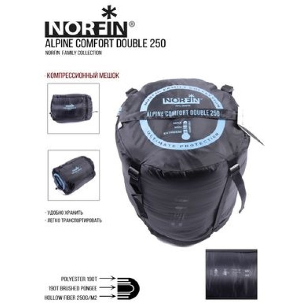 Мешок-одеяло спальный Norfin Alpine Comfort Double 250 (NFL-30240) Мешок-одеяло спальный Norfin Alpine Comfort Double 250 (NFL-30240)