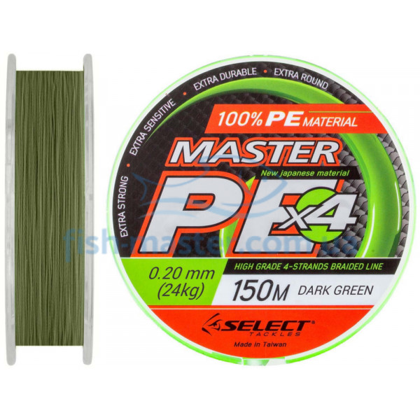 Шнур Select Master PE 150m 0.20мм 24кг темн.-зел.