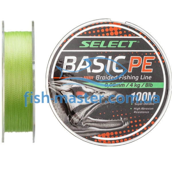 Шнур Select Basic PE 100m  light green 0.18mm 22LB/9.9kg