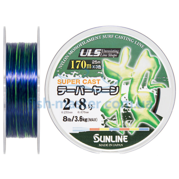 Леска Sunline NEW TAPERED LINE 170м конусная 3 COLORS 0.235мм>0.47мм