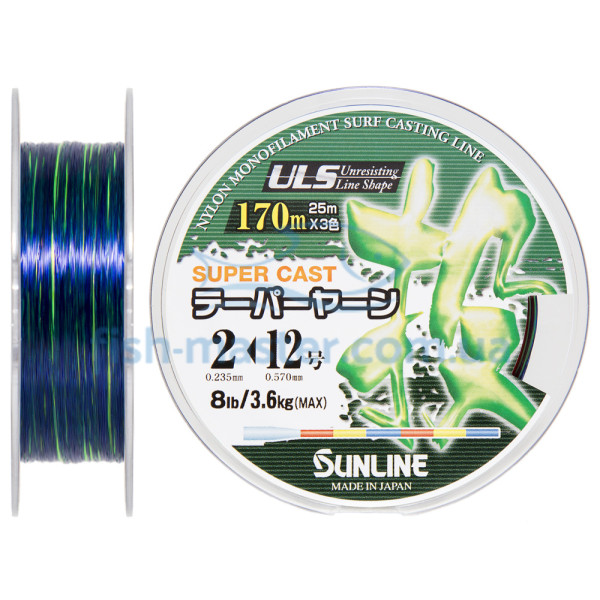 Леска Sunline NEW TAPERED LINE 170м конусная 3 COLORS 0.235мм>0.57мм
