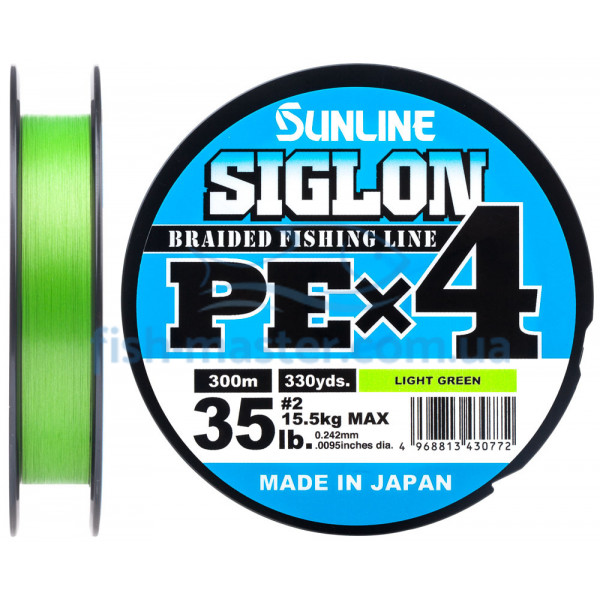 Шнур Sunline Siglon PE х4 300m (салат.) #2.0/0.242 mm 35lb/15.5 kg