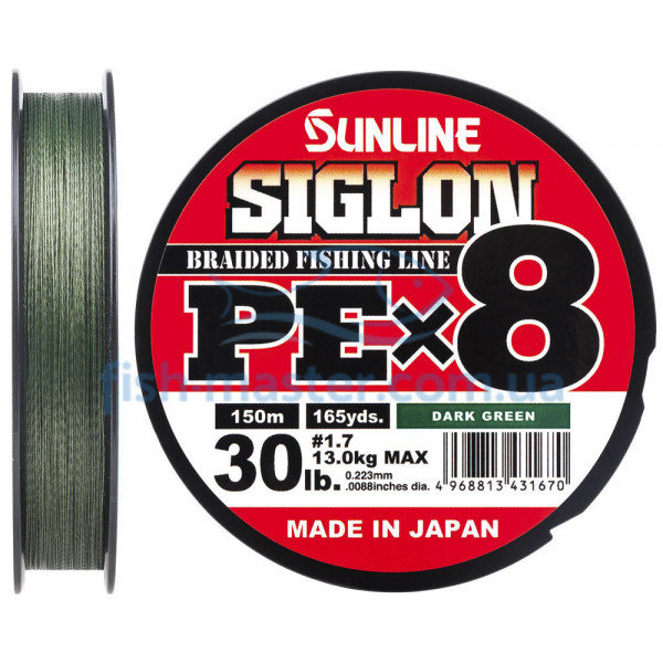 Шнур Sunline Siglon PE х8 300m (темн-зел.) #1.7/0.223 mm 30lb/13.0 kg