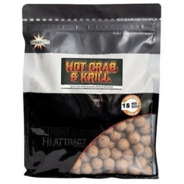 Бойлы Dynamite Baits Hot Crab & Krill 15mm Boilie 1kg