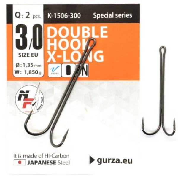 Двійник Gurza Double Hook Х - Long Shank #3/0 BN 2pc