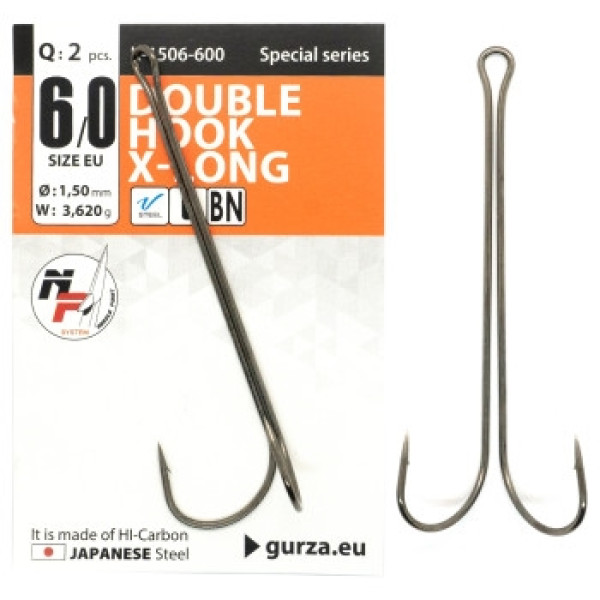 Двійник Gurza Double Hook Х - Long Shank #6/0 BN 2pc