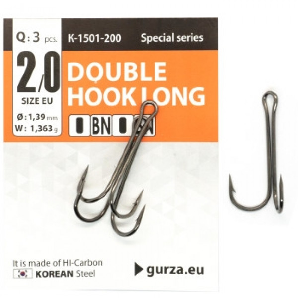 Двійник Gurza Double Hook Long Shank BN #2/0 3pc