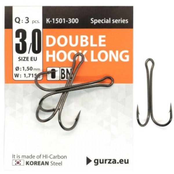 Двойник Gurza Double Hook Long Shank BN #3/0 3pc