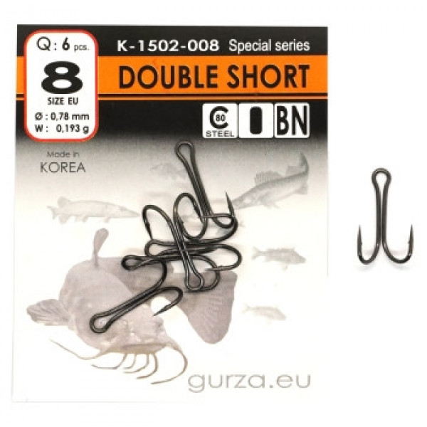 Двойник Gurza Double Hook Short Shank BN #8 6pc