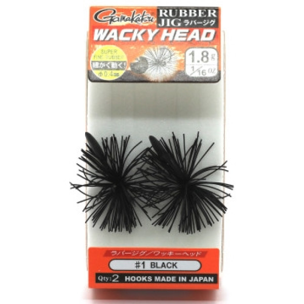 Крючок Gamakatsu Rubber Jig Wacky Head Black 1.8g 2шт