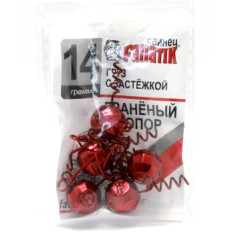 Груз штопор Fanatik граненый с застежкой red 14g 5pc