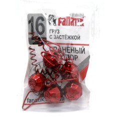 Груз штопор Fanatik граненый с застежкой red 16g 5pc