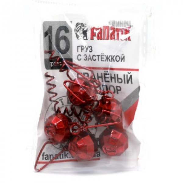 Вантаж штопор Fanatik гранований із застібкою red 16g 5pc