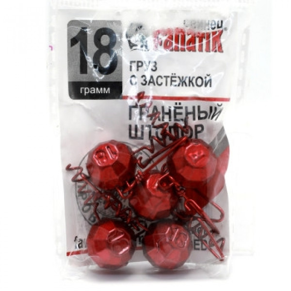 Вантаж штопор Fanatik гранований із застібкою red 18g 5pc