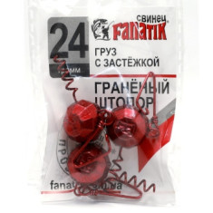 Груз штопор Fanatik граненый с застежкой red 24g 3pc