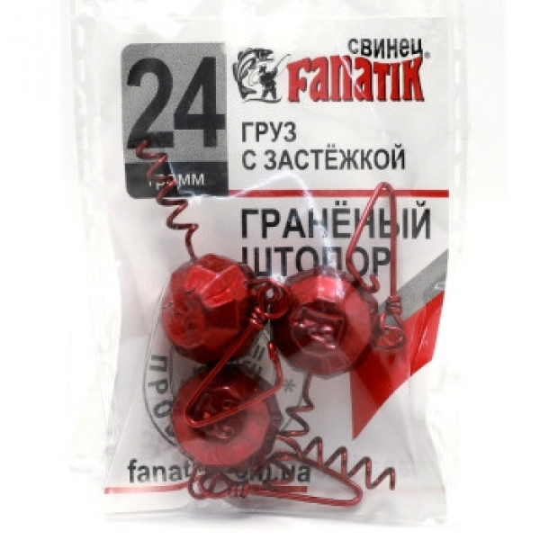 Вантаж штопор Fanatik гранований із застібкою red 24g 3pc