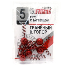 Груз штопор Fanatik граненый с застежкой red 5g 5pc