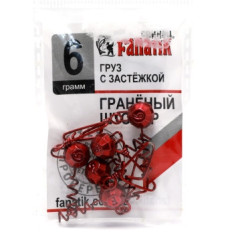 Груз штопор Fanatik граненый с застежкой red 6g 5pc