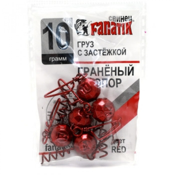 Вантаж штопор Fanatik гранований із застібкою red 10g 5pc