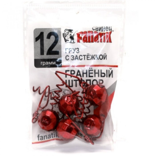 Вантаж штопор Fanatik гранований із застібкою red 12g 5pc