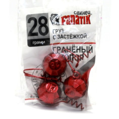 Груз штопор Fanatik граненый с застежкой red 28g 3pc