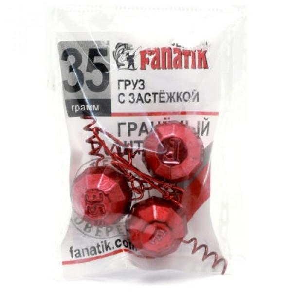 Вантаж штопор Fanatik гранований із застібкою red 35g 3pc