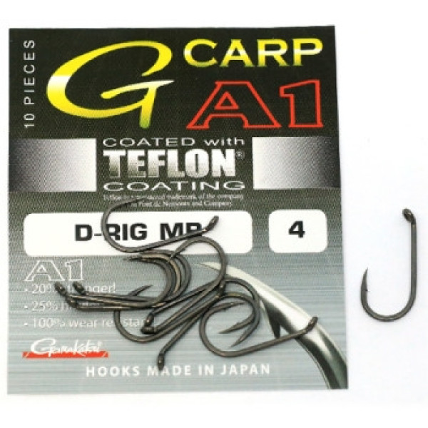 Крючок Gamakatsu A1 G-Carp D-Rig MB P.T.F.E. coating Grey #4 10шт