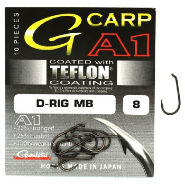 Гачки A1 G-CARP D-Rig MB Teflon Coating Grey Size 8