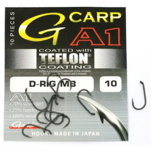Крючок Gamakatsu A1 G-Carp D-Rig MB P.T.F.E. coating Grey #10 10шт