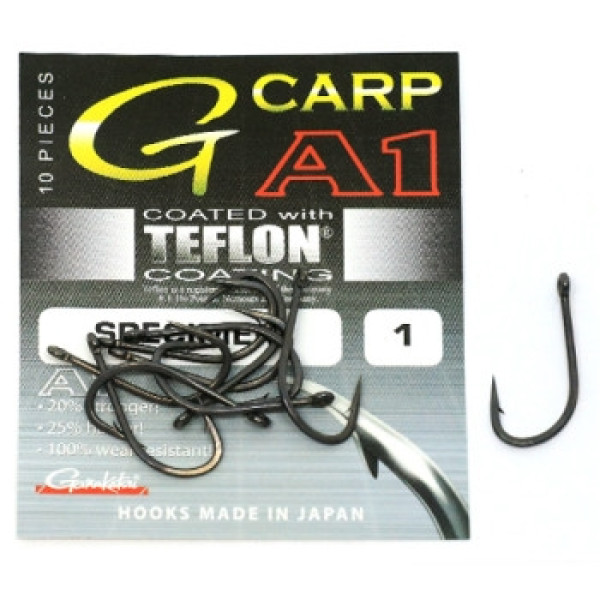 Крючок Gamakatsu A1 G-Carp Specimen P.T.F.E. coating Grey #1 10 шт
