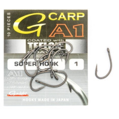 Hook Gamakatsu A1 G-Carp Super Hook PTFE coating Gray # 1 10pcs