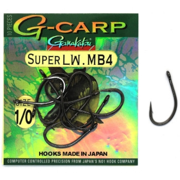 Крючок Gamakatsu G-Carp Super LW MB4 Black #1/0 10шт