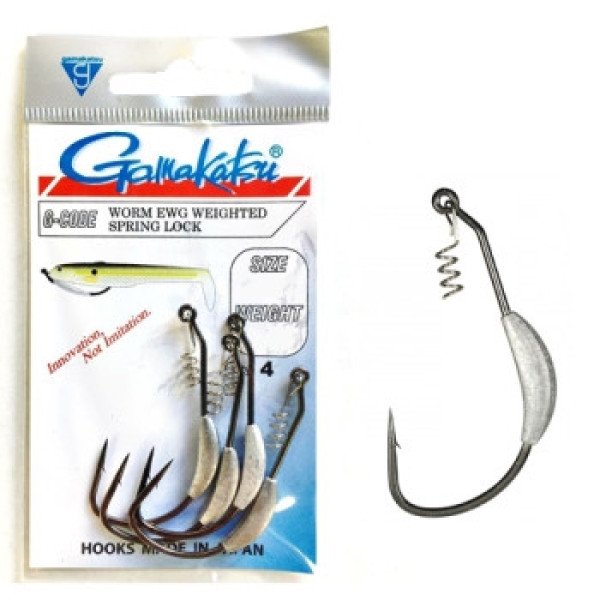 Крючок Gamakatsu офсетный Weighted Superline Spring-Lock 7gr #6/0 4шт