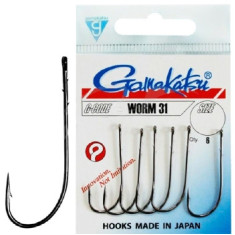 Hook Gamakatsu Worm 31 Black # 1 6pcs