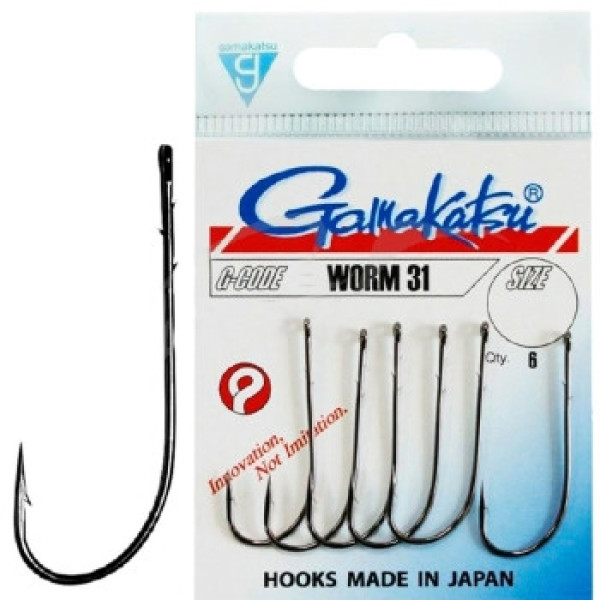 Крючок Gamakatsu Worm 31 Black #2 6шт
