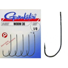 Hook Gamakatsu Worm 36 Black # 1/0 6pcs