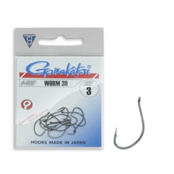Крючок Gamakatsu офсетный Worm 39 Black #3 12шт