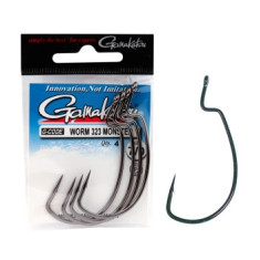 Offset hook Gamakatsu Worm 323 Monster Black # 7/0 4pcs