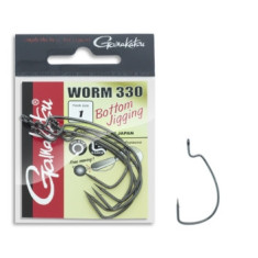 Offset hook Gamakatsu Worm 330 Black # 1 6pcs