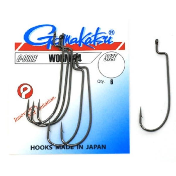 Крючок Gamakatsu офсетный Worm 34 Black #1 6шт